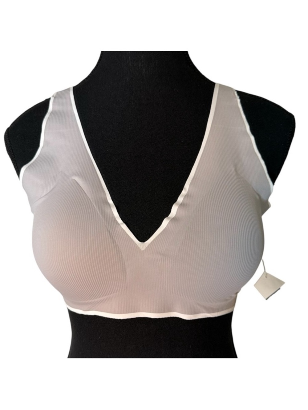 LUCKY BRAND New Wireless Ribbed Lightweight Bra Triangle Cup Taupe Grey Size XL
